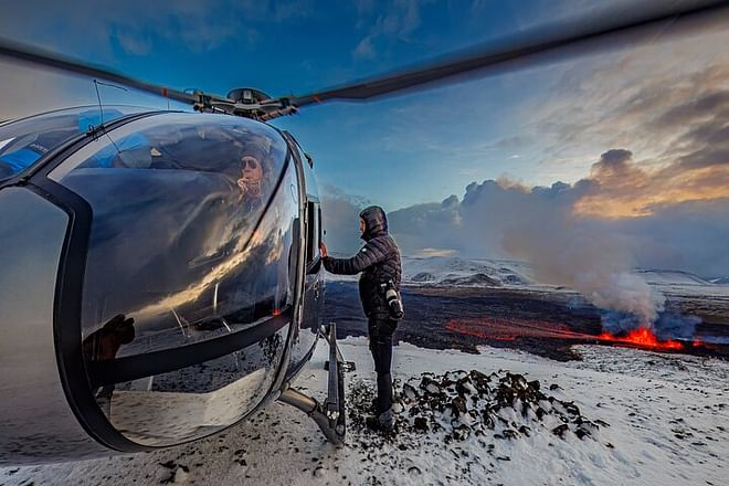 Helicopter Tour to Volcano Reykjanes Eruption in Iceland