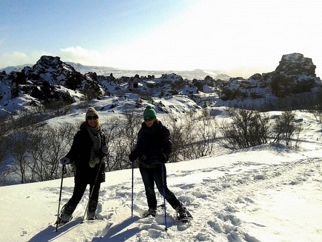 Snowshoeing in Krafla volcanic area